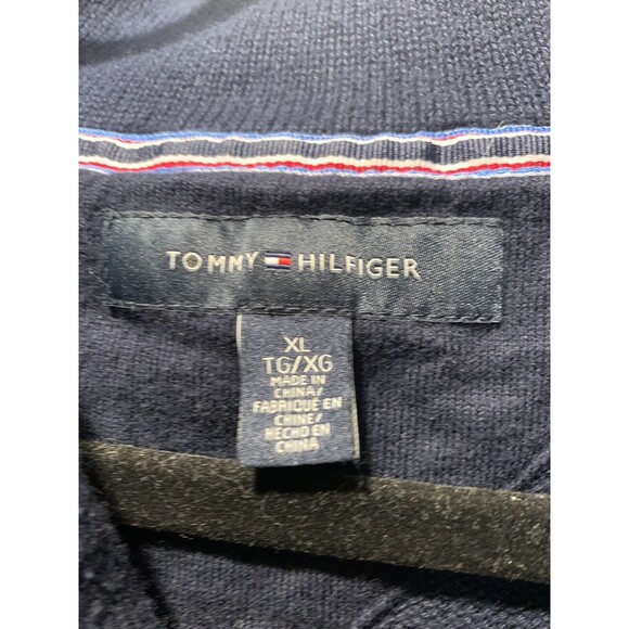 Tommy Hilfiger Men‎ Jumper Knit Casual Navy Blue Shawl Neck Heavy Cotton size XL - Picture 4 of 6